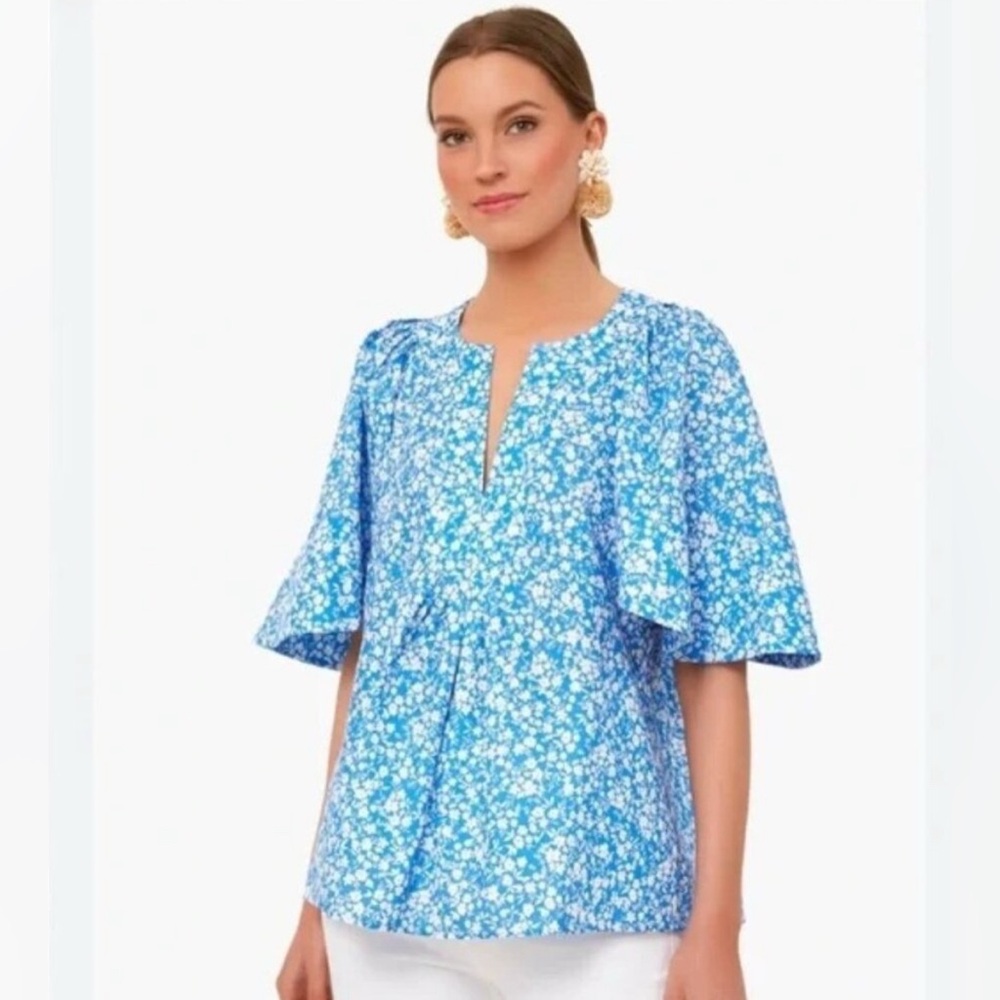 Tuckernuck x Cameran Eubanks Finley Flutter sleeve top Blooms on Broad Print M